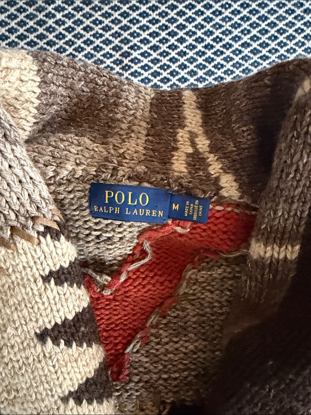 Polo Ralph Lauren Southwestern Knit Shawl Collar Cardigan - Brown & Cream - Picture 2 of 7
